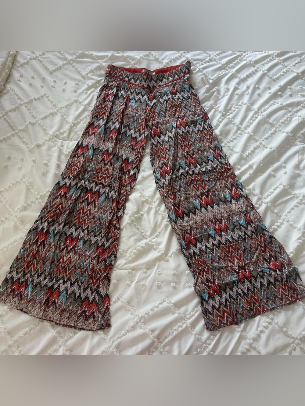 Papaya Wide Leg Chevron Pants